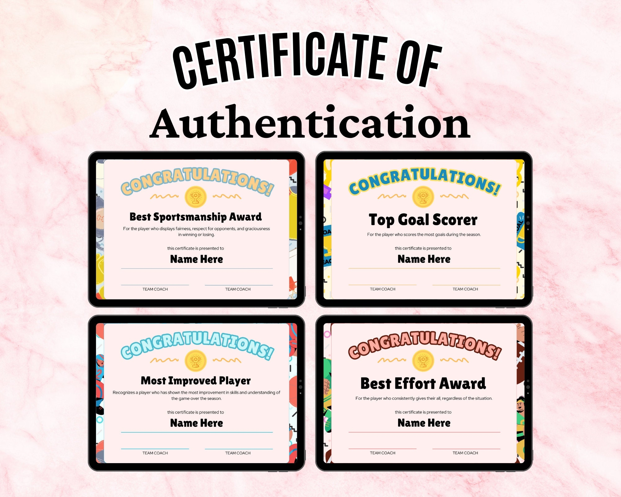Sports Certificate Template Etsy