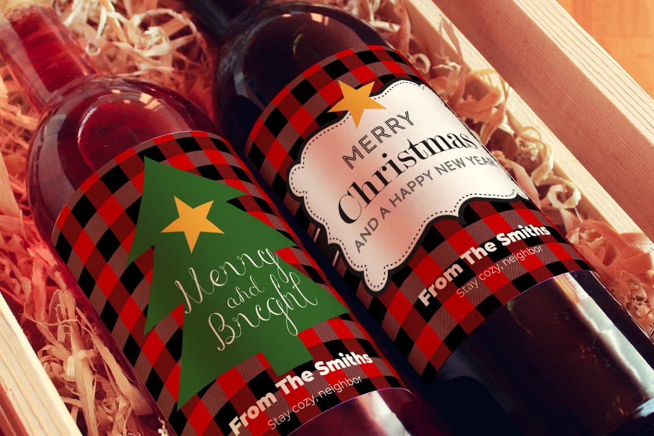 Spread Cheer Free Christmas Wine Labels Elva M Design Studio
