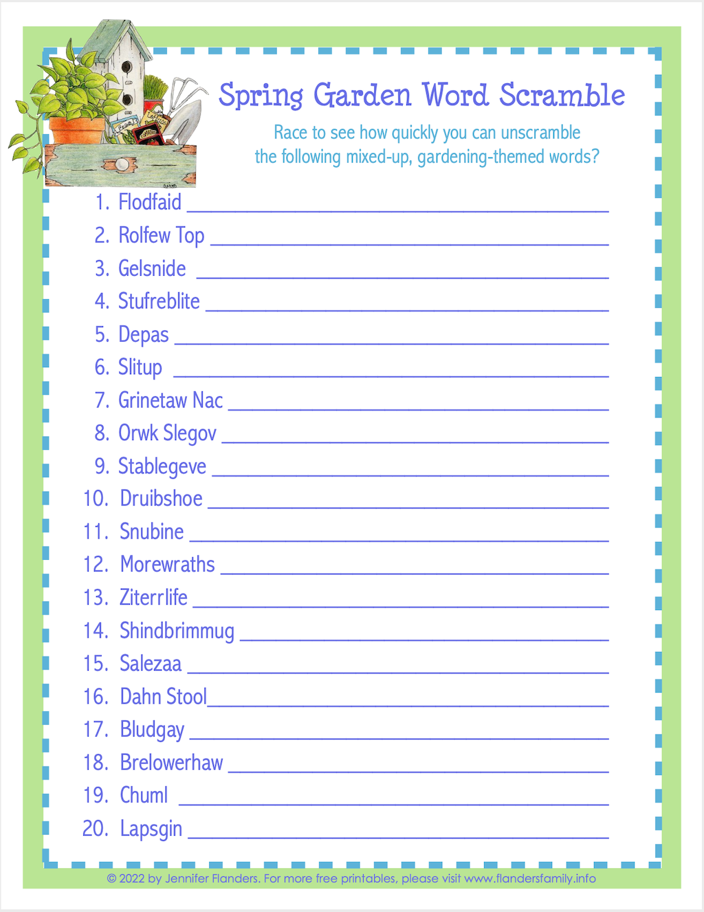 Springtime Word Scramble Free Printable Flanders Family Home Life