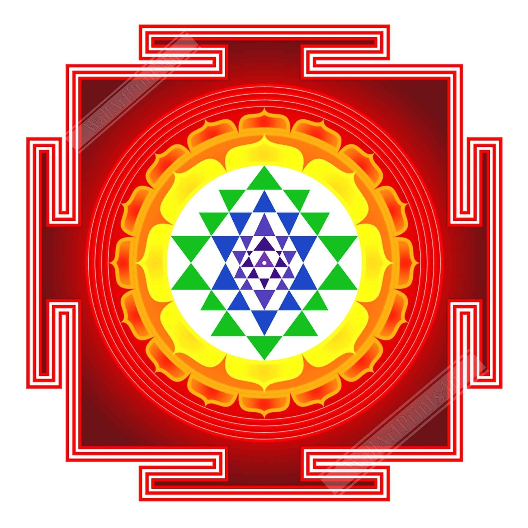 Sri Yantra Poster Shri Yantra Mother Of All Yantras Sri Yantra Print Beautiful Colors Use For Sri Yantra Mantra Meditation