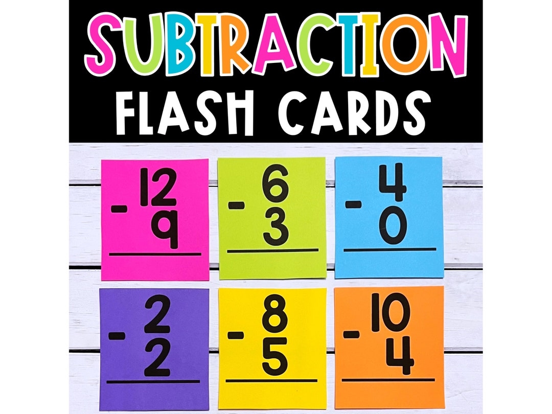 Subtraction Flash Cards Printable Flashcards For Kids Printable Flashcards Math Etsy