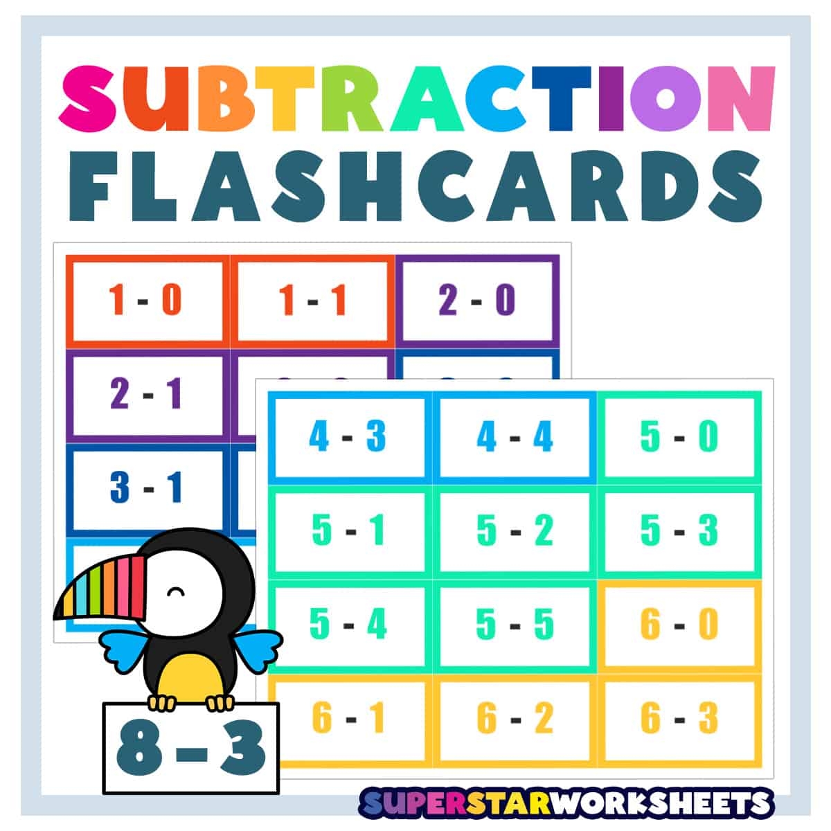 Subtraction Flashcards Superstar Worksheets