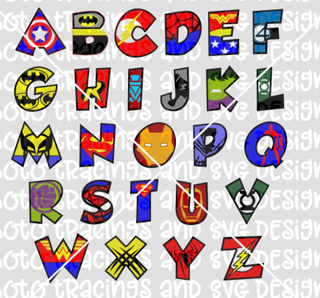 Superhero Alphabet Svg File Etsy