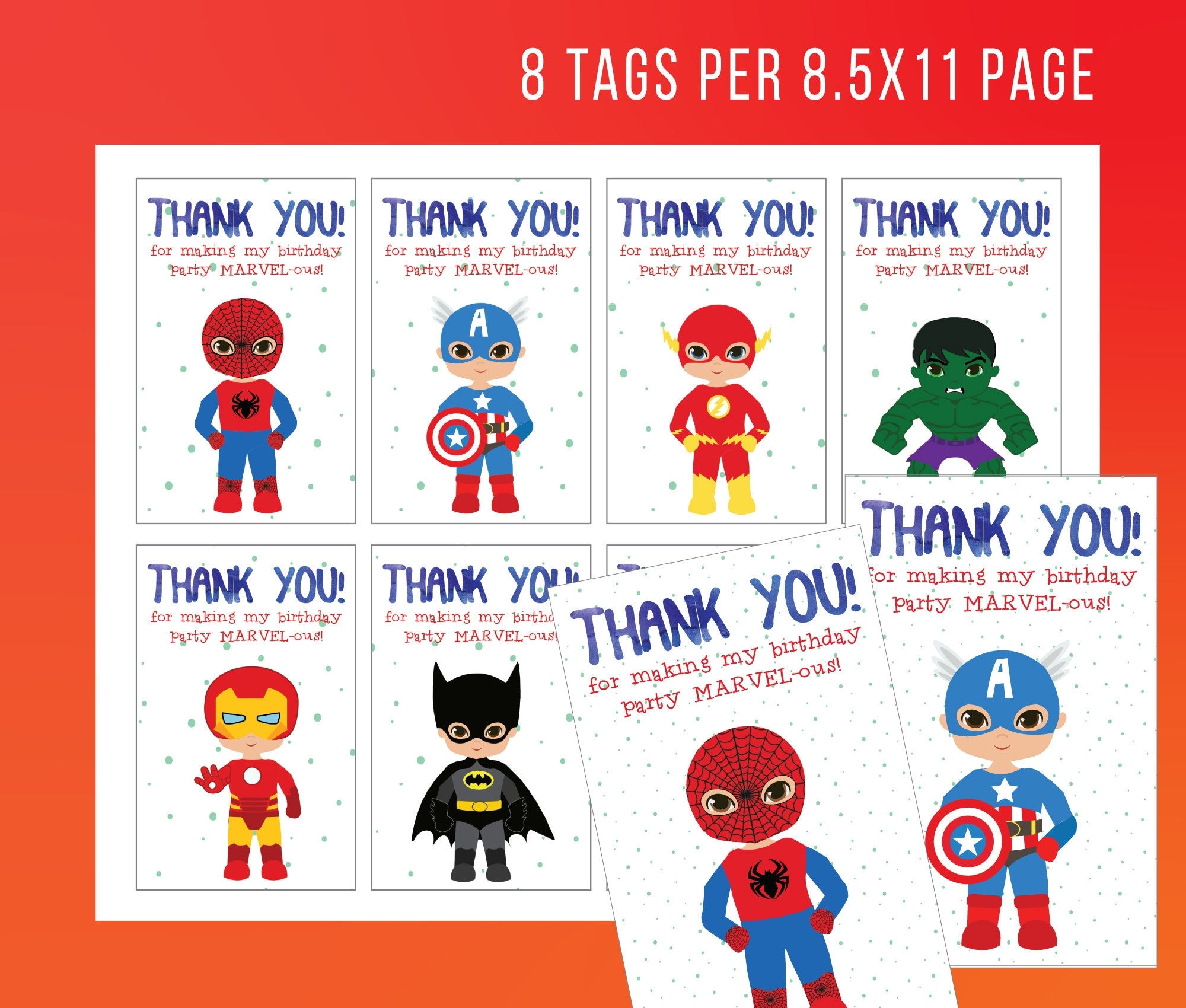 Superhero Tags Comic Book Thank You Tags Comic Book Tags Avengers Tags Favor Tags Printable Marvel ous Tags Superhero Party DIGITAL Etsy