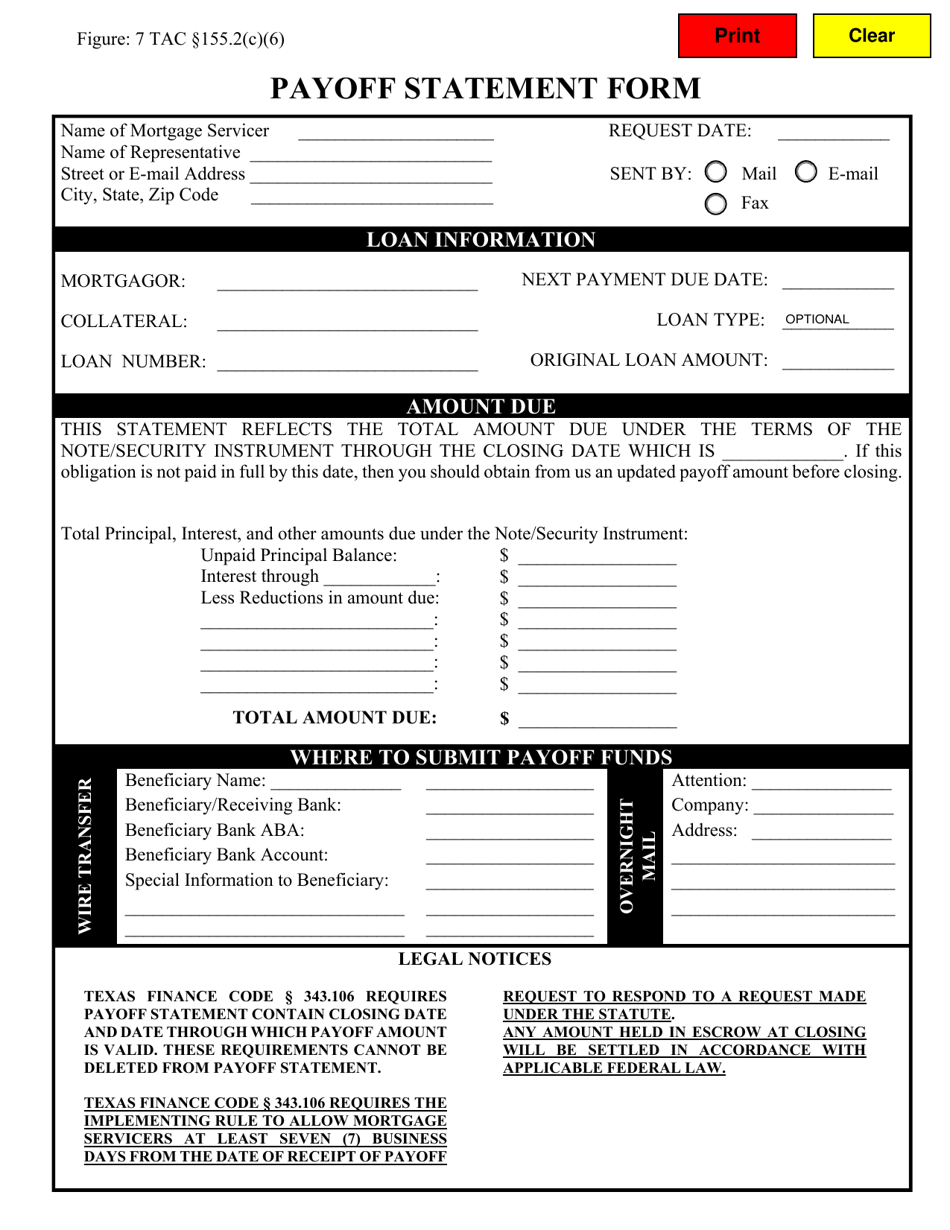 Texas Payoff Statement Form Fill Out Sign Online And Download PDF Templateroller
