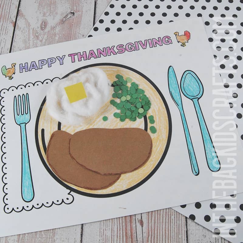 Thanksgiving Placemat FREE Printable In The Bag Kids Crafts