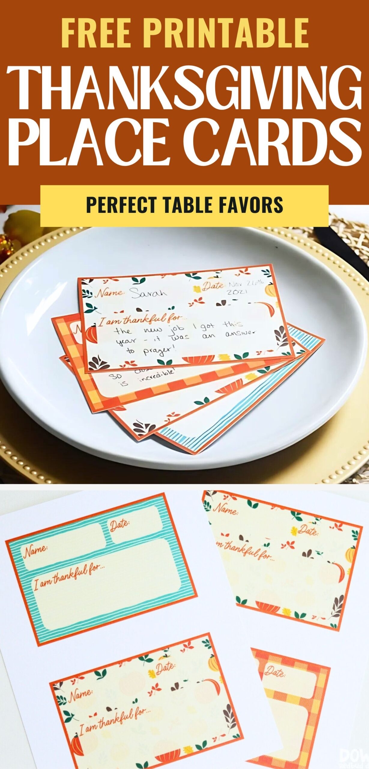 Thanksgiving Thankful Place Cards Free Printable 