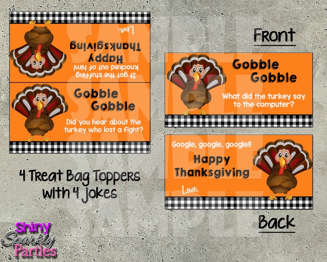 THANKSGIVING TREAT BAG Toppers For Kids Turkey Treat Toppers Thanksgiving Ideas For Classroom Turkey Jokes School Fall Diy Bag Toppers Etsy