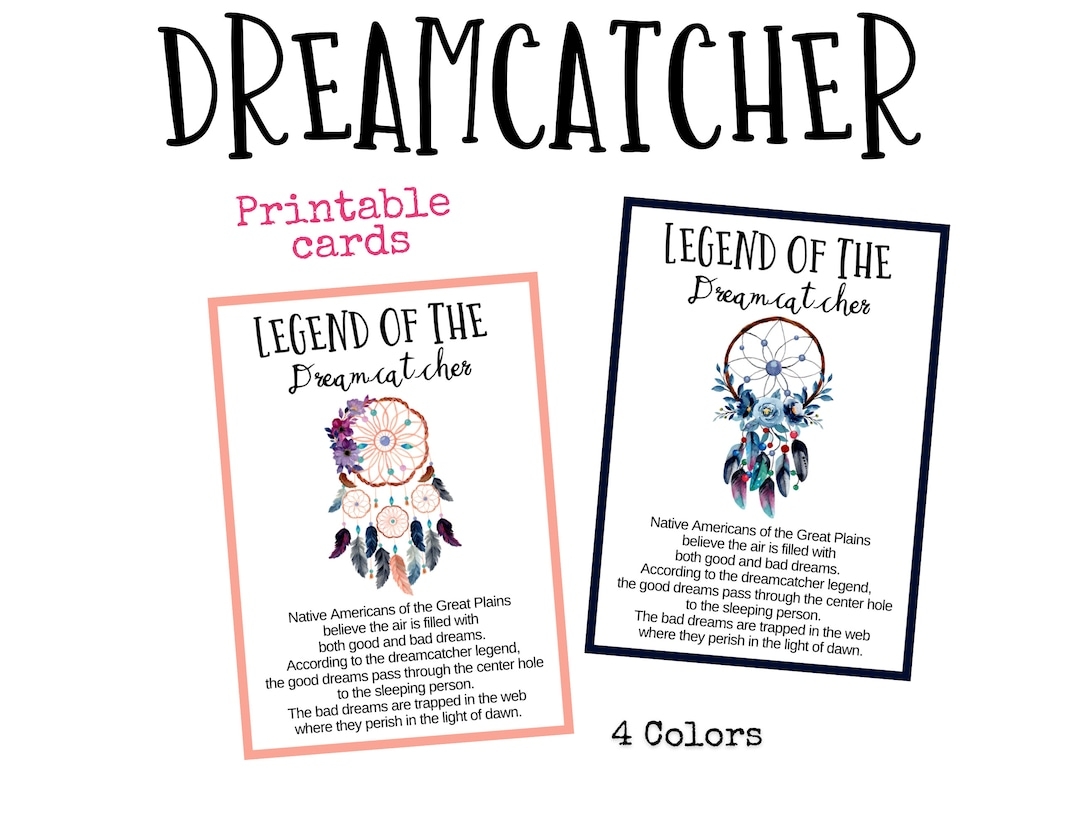 The Legend Of The Dreamcatcher Cards Printable Dream Catcher Cards Gift Tags With Dreamcatchers Display Cards Meaning Of The Dreamcatcher Etsy