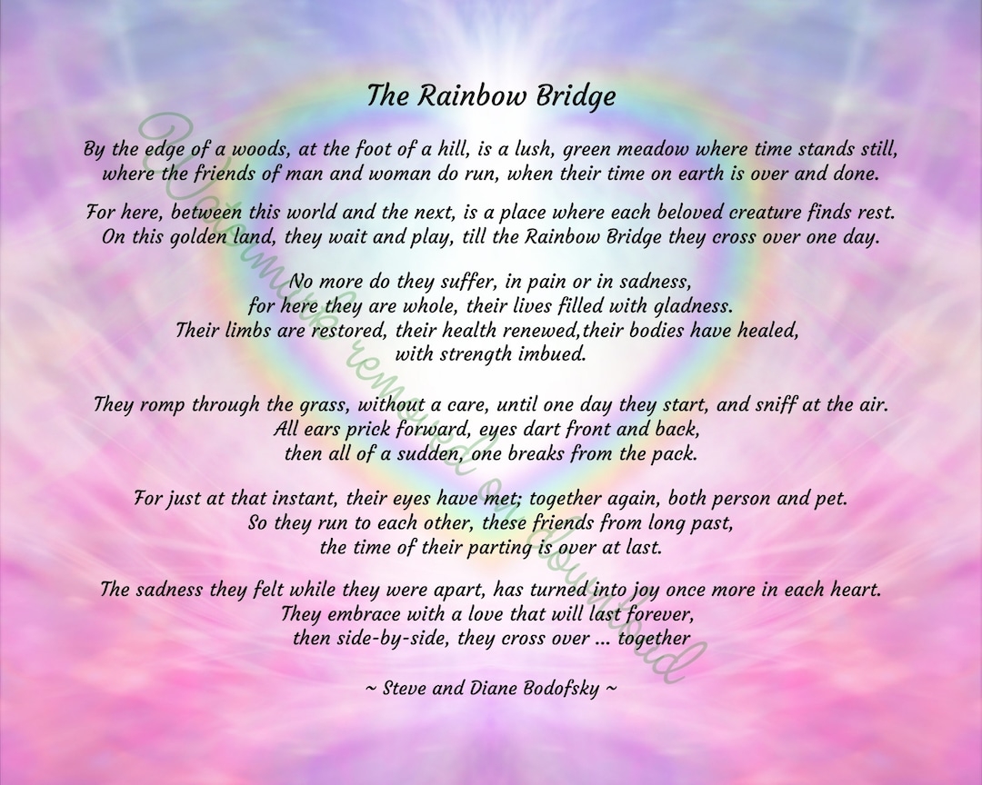 Free Printable Rainbow Bridge Poem