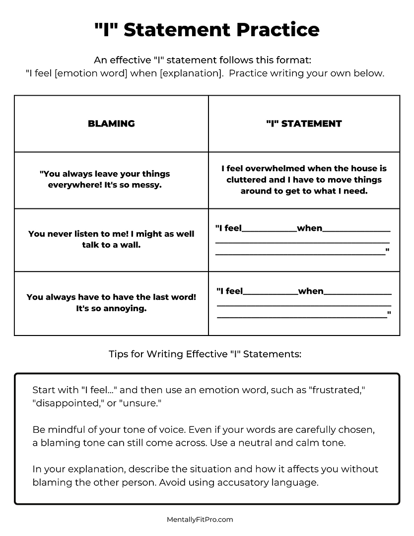 Free Printable Counseling Worksheets