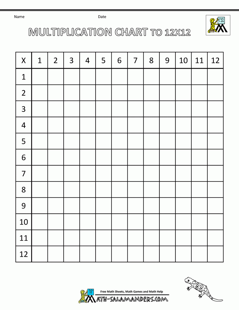 Times Table Chart Printable Free