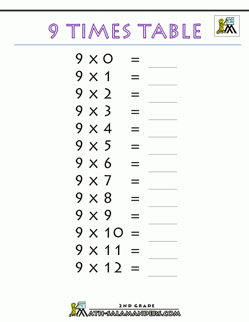 Times Table Free Printable