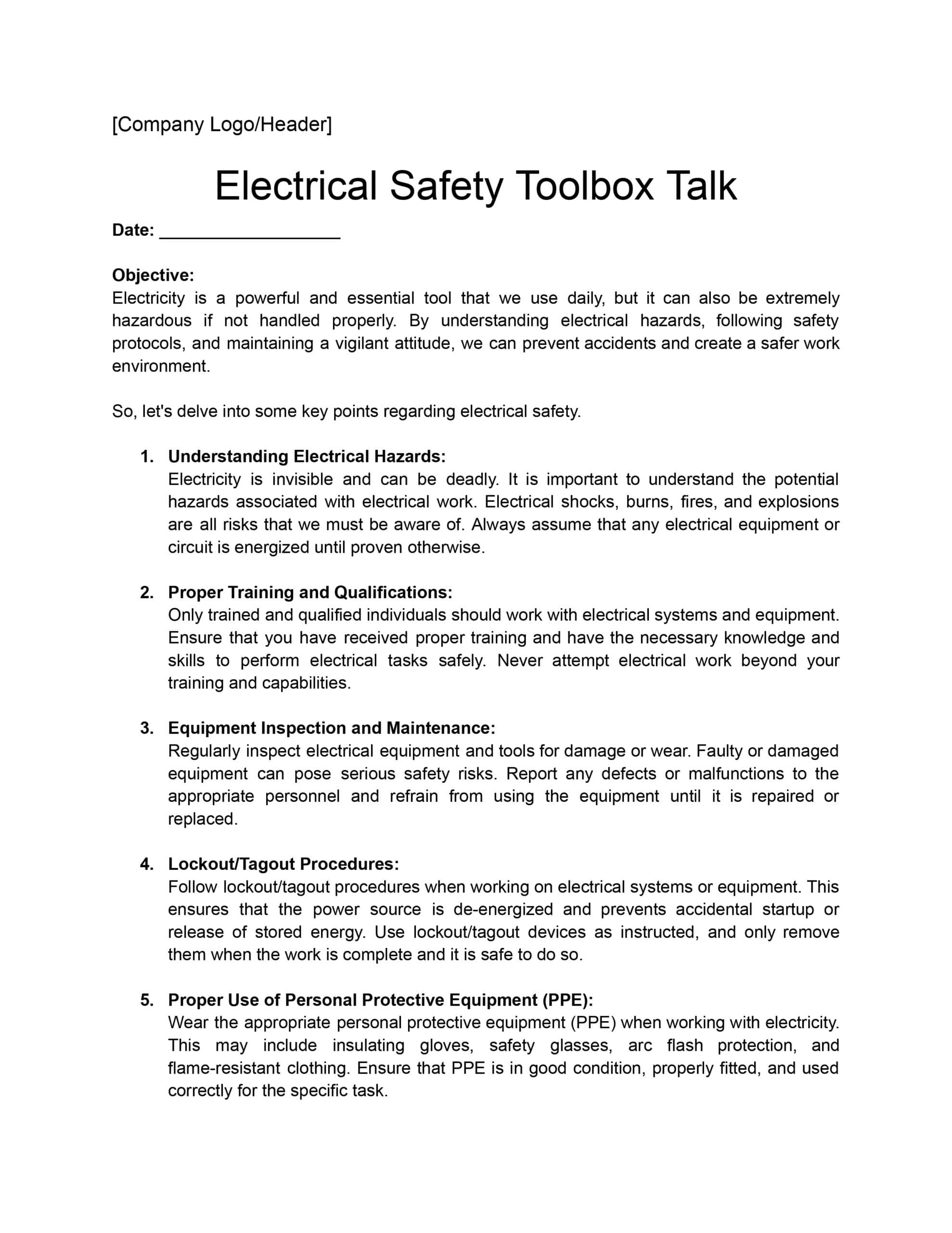 Toolbox Talk Templates Download Print For Free 