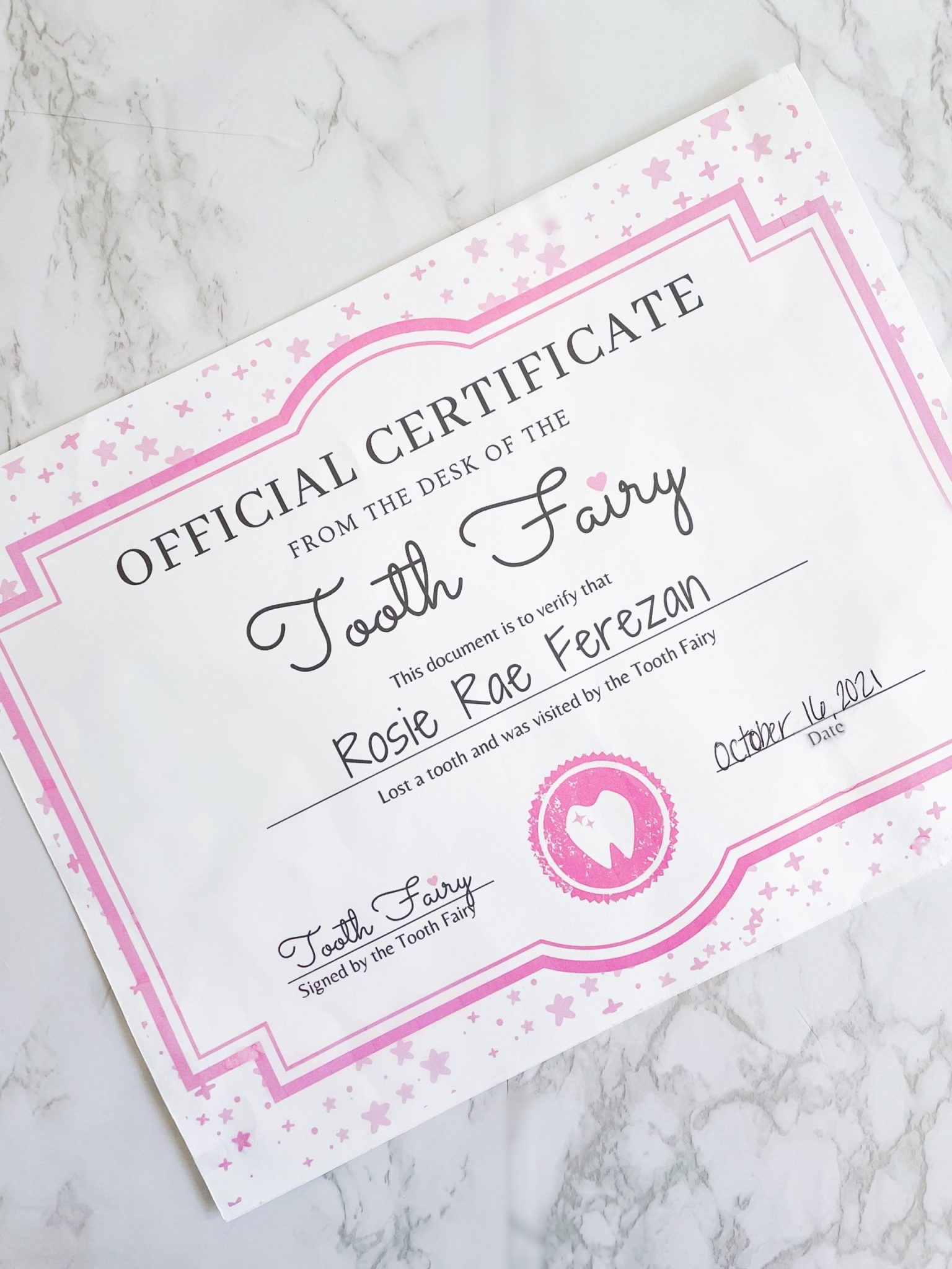 Tooth Fairy Certificate A Free Printable Lifestyle With Leah