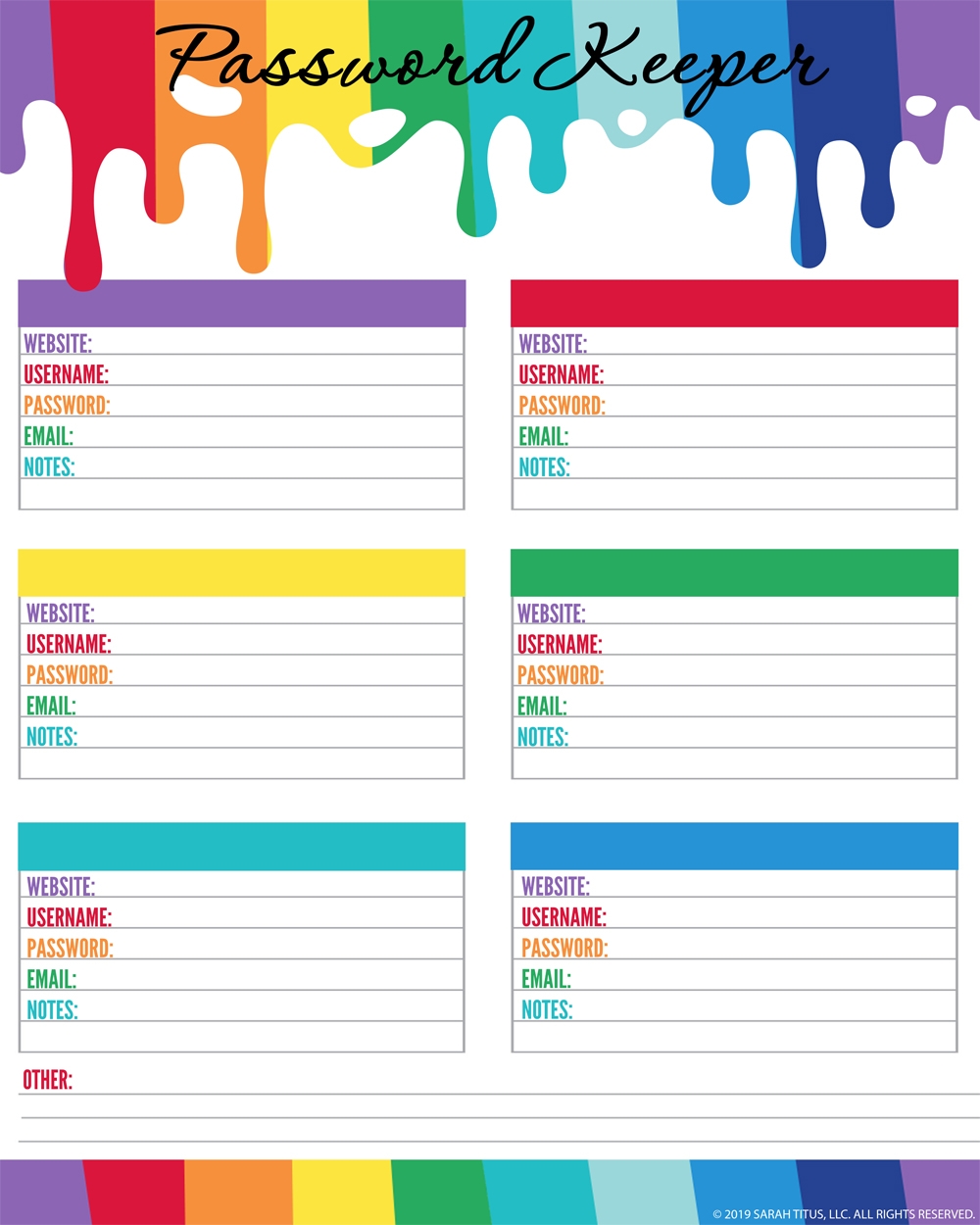 Free Printable Password Form
