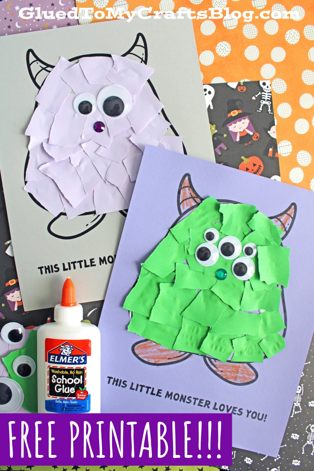 Torn Paper This Little Monster Loves You Craft Glued To My Crafts