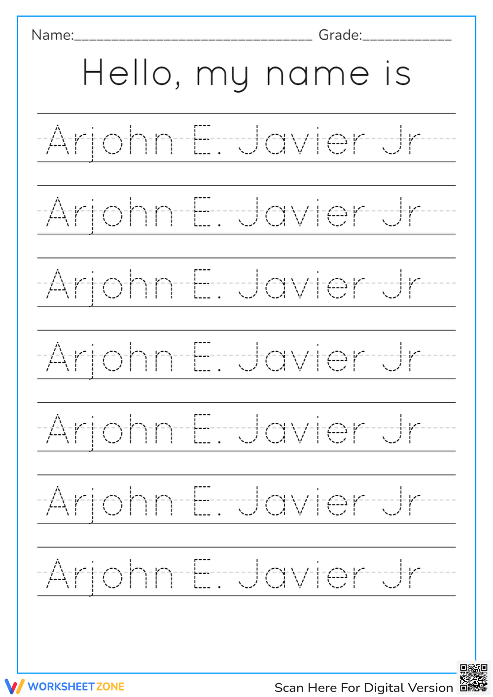 Free Printable Name Writing Practice