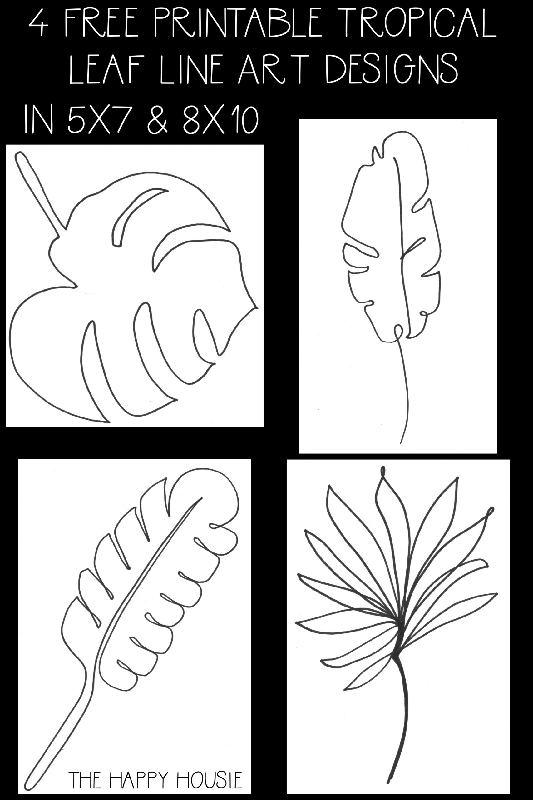 Tropical Palm Leaf Line Art Free Printable Series The Happy Housie