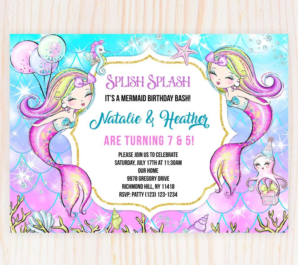 Twin Mermaids Invitation Edit Online Now With A FREE Demo