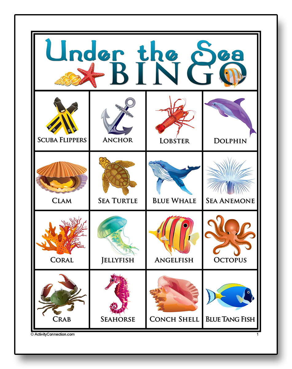 Under The Sea Picture Bingo Printable Activity Connection