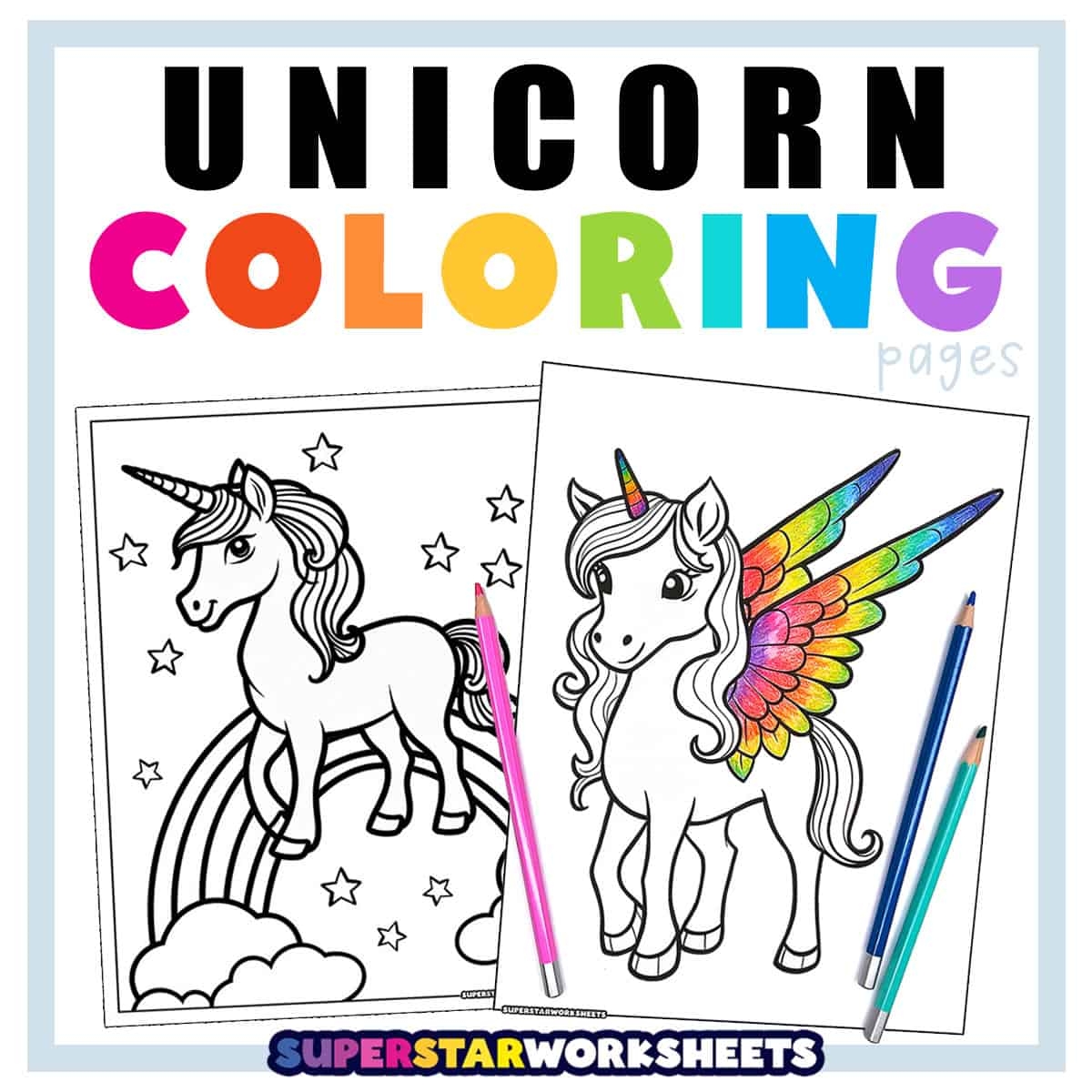 Unicorn Coloring Pages Superstar Worksheets