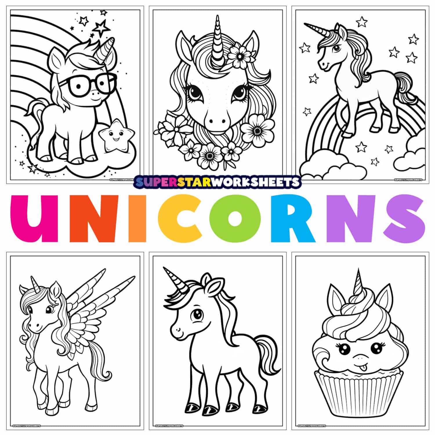 Unicorn Coloring Pages Superstar Worksheets