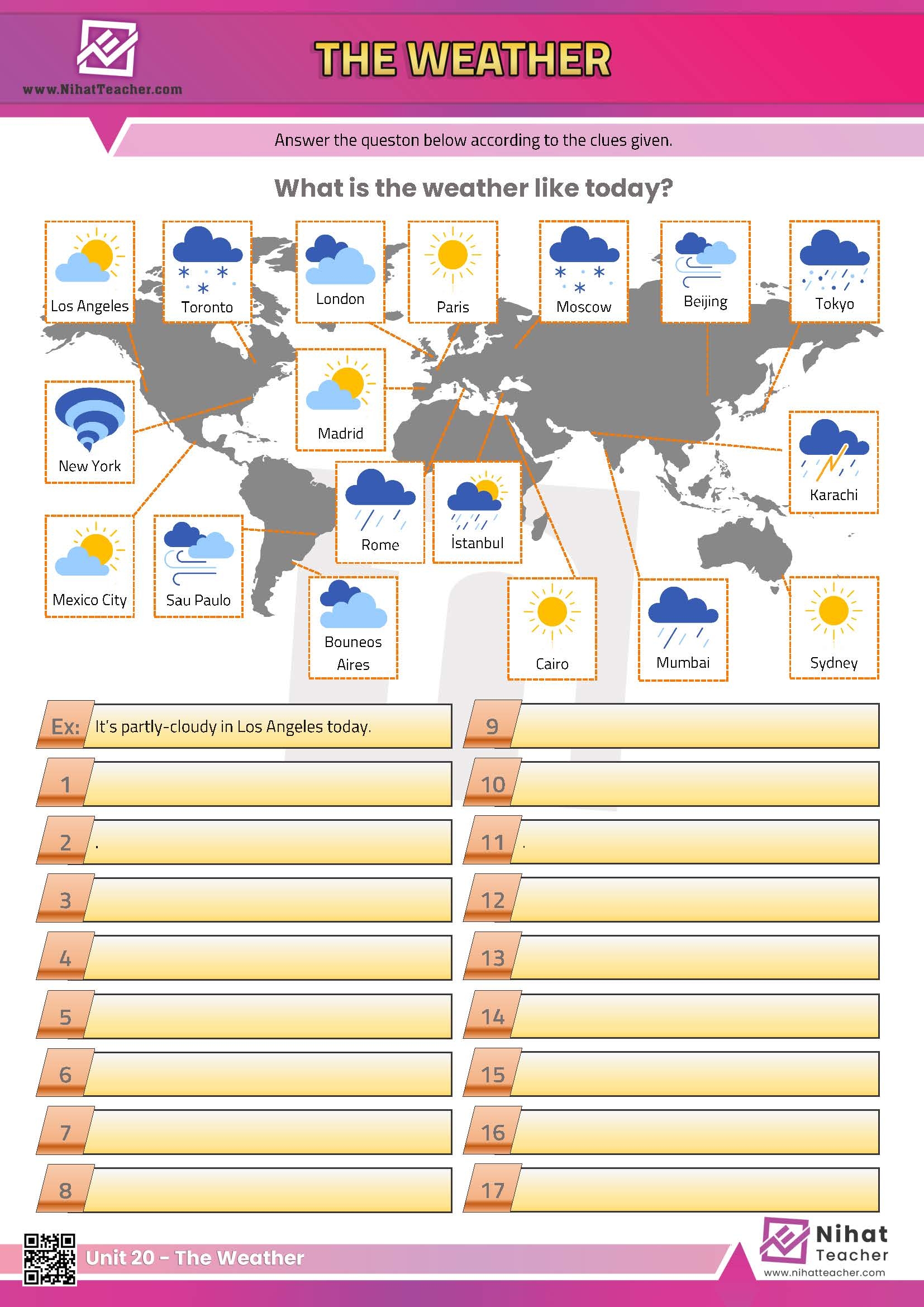 Unit 20 The Weather Worksheet 3 Free English Learning And Teaching Resources Free PDF Worksheets And Multiple Choice Tests 