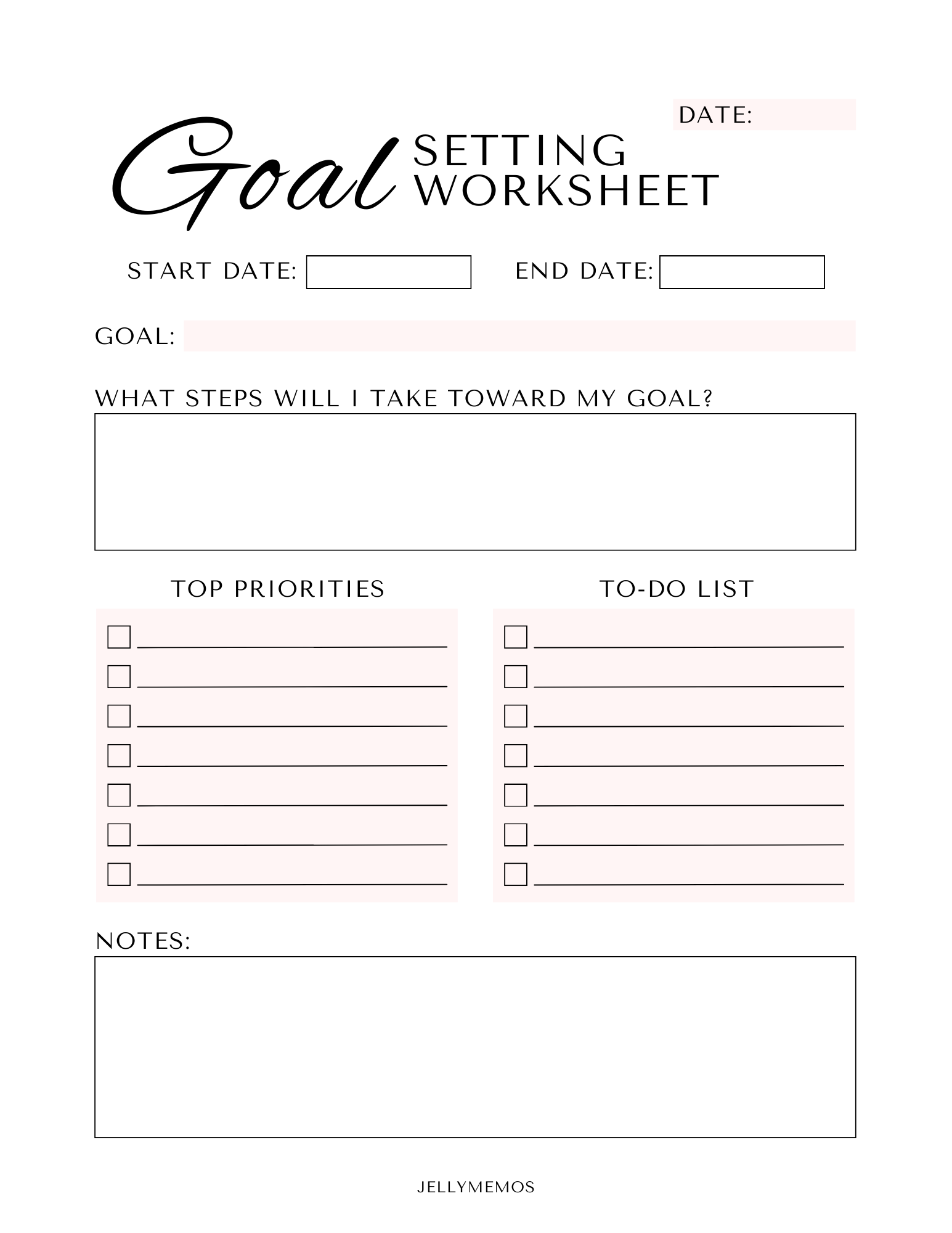 Useful Free Printable Goal Setting Worksheets Aesthetic Goal Planning Templates In 4 Cute Colors
