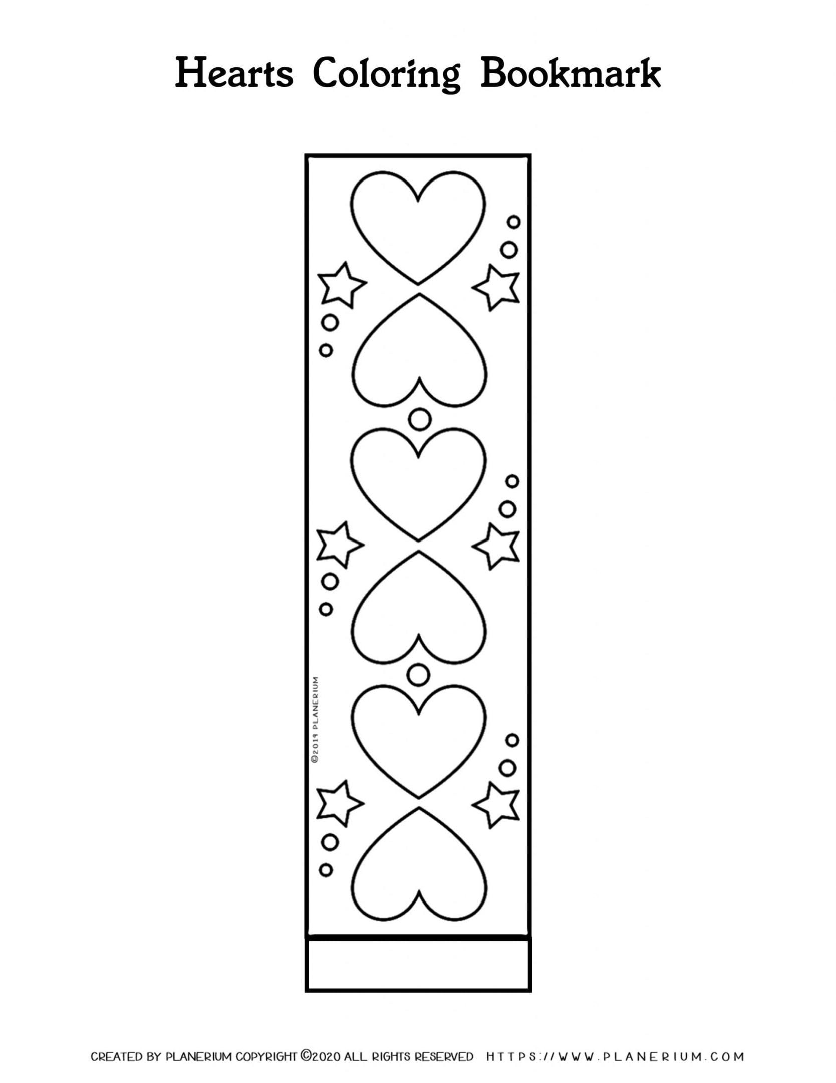 Valentines Day Coloring Page Hearts Bookmark Planerium