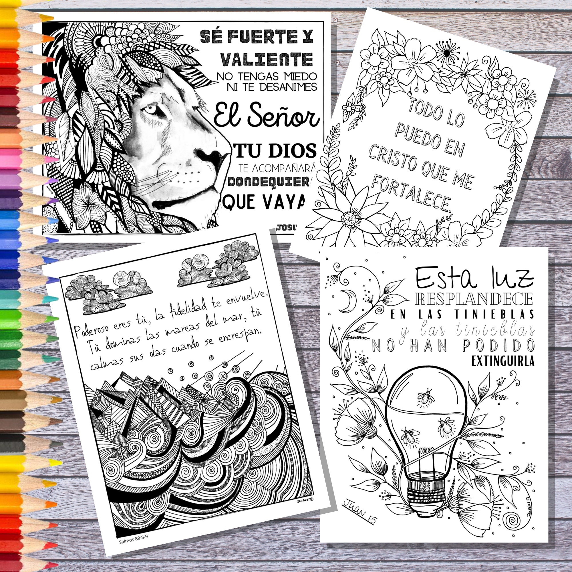 Vers culo De La Biblia Coloring Pages Printable Bible Verse Coloring Pages In Spanish 4 Digital PDF Images Printable Coloring Pages Etsy