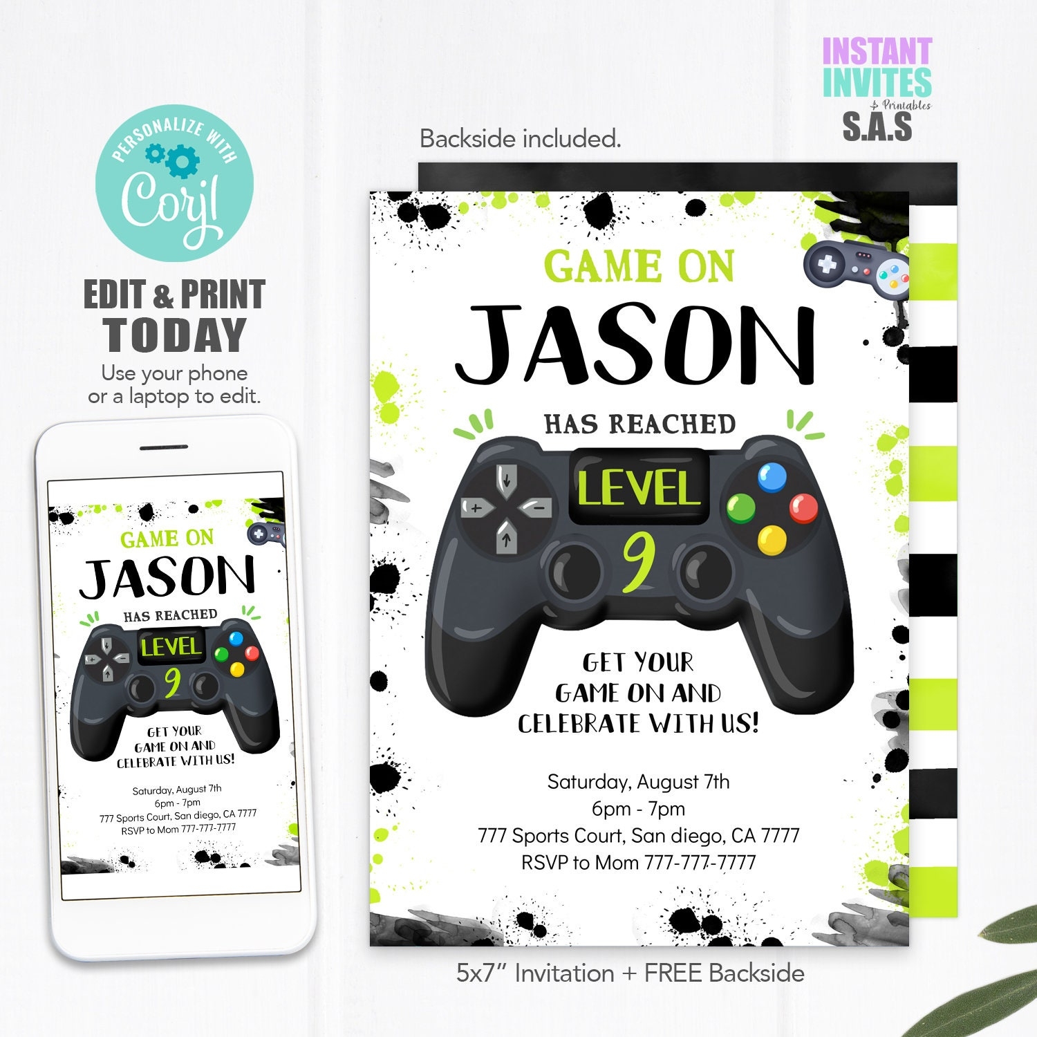 Video Games Invitation Video Games Invites Instant Download Video Games Invitations Videogames704 Etsy