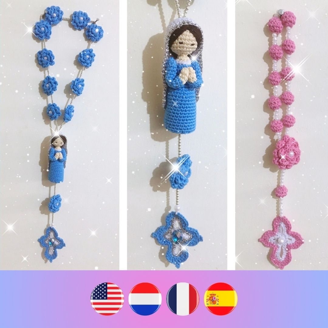 Wall Rosary Crochet Pattern Amigurumi Rosary Catholic Rosary Crochet Virgin Mary Crochet Pattern Cross Crochet Pattern Etsy