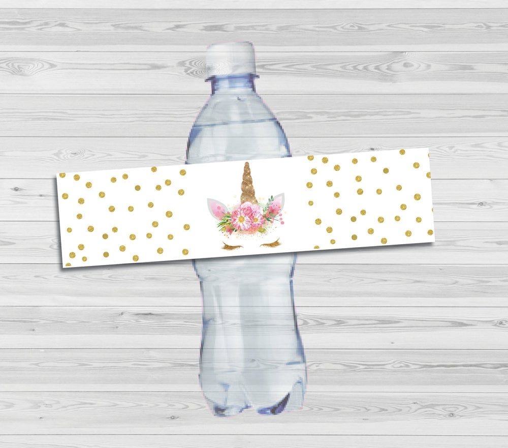 Water Bottle Labels Printable Unicorn Girl Baby Shower Birthday Party Favors Etsy
