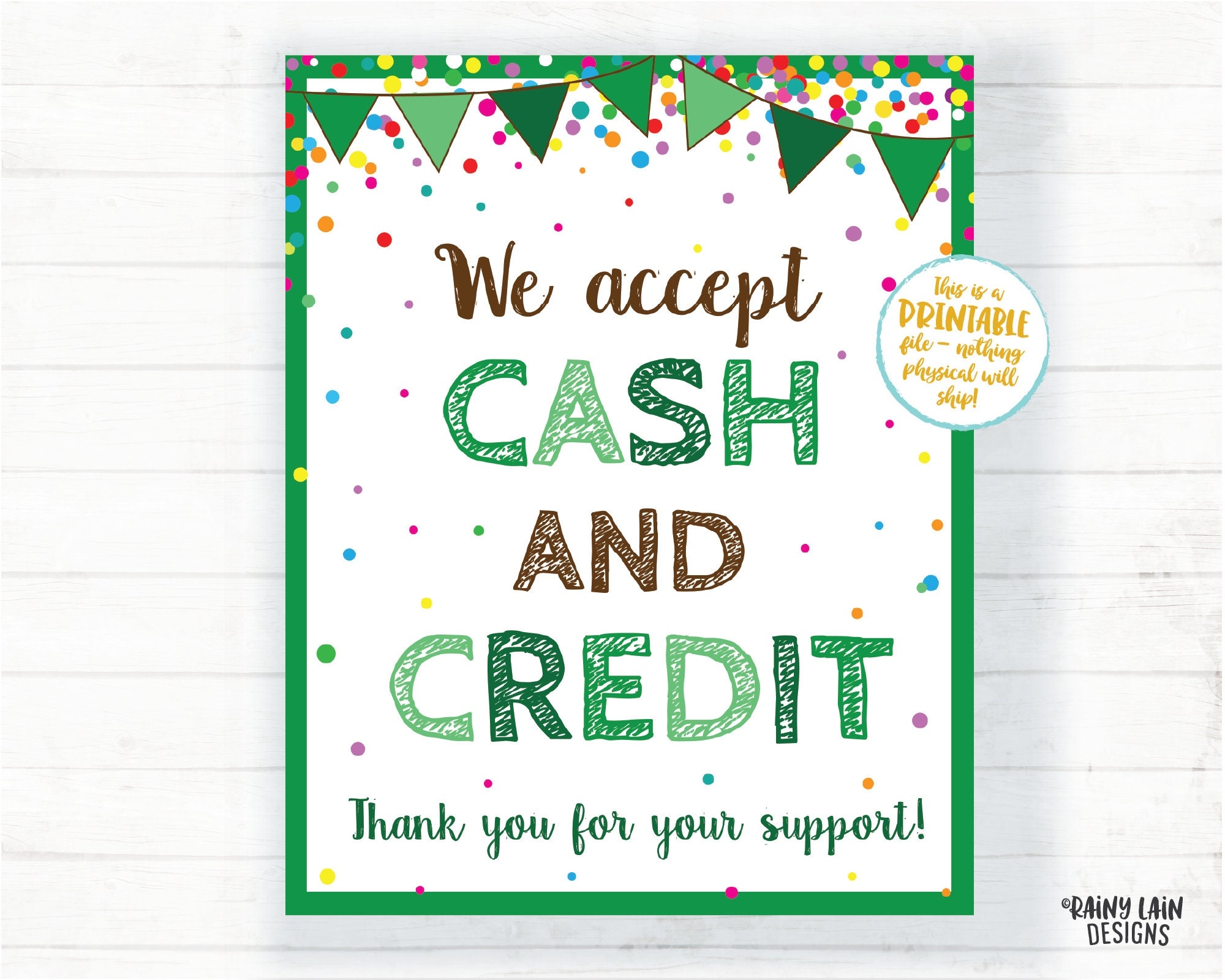 We Accept Cash And Credit Cards Sign Cookie Booth Printable Cookie Sign Cookie Printable Cookie Booth Sign Bake Sale Fundraiser Etsy