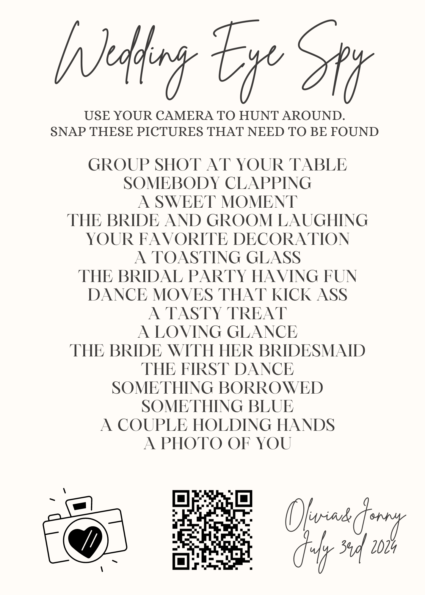 Free Printable Wedding Scavenger Hunt