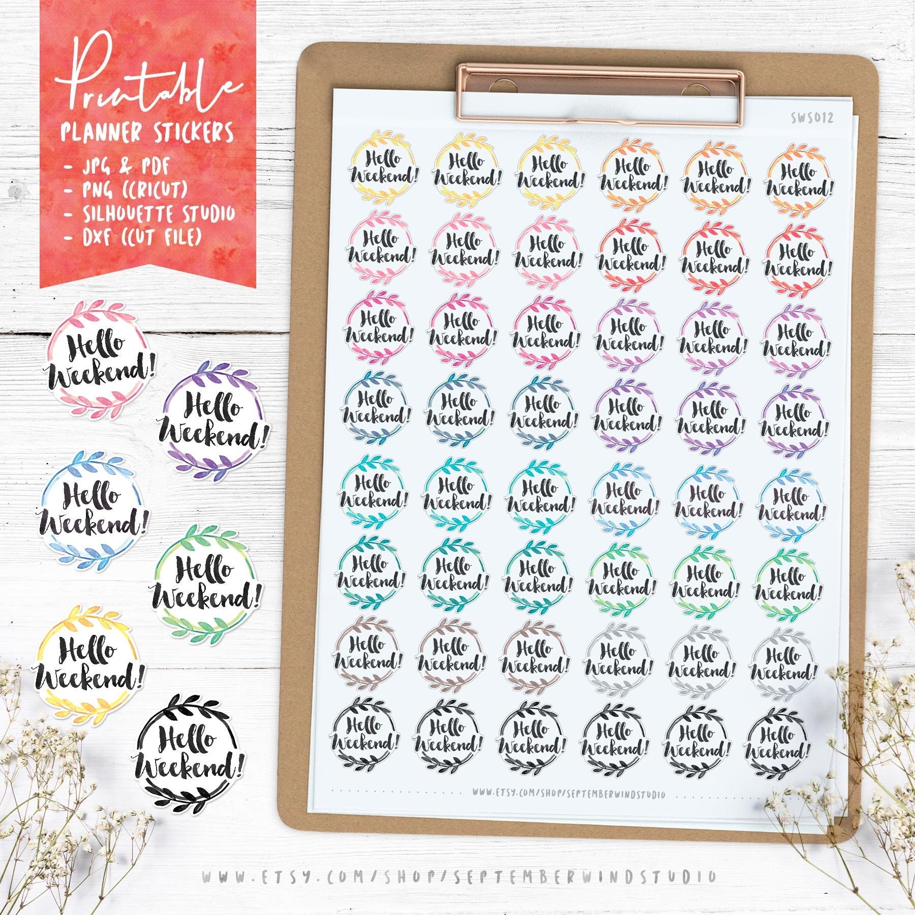 Weekend Printable Planner Stickers Hello Weekend Stickers Erin Condren Planner Stickers Scrapbooking Weekend Stickers Etsy