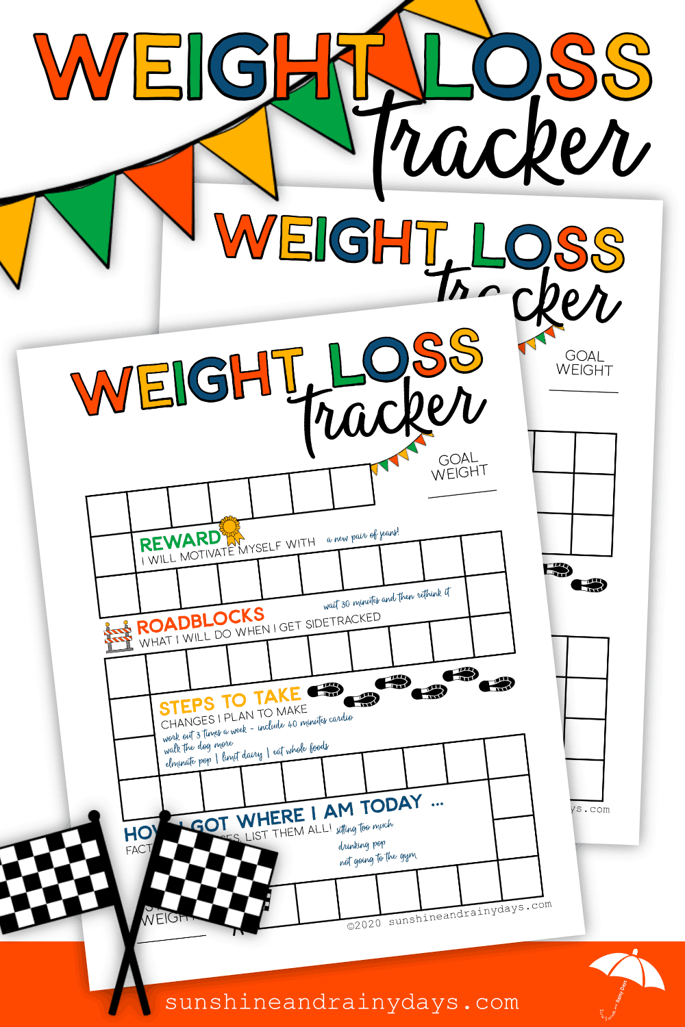Weight Loss Tracker Printable Sunshine And Rainy Days