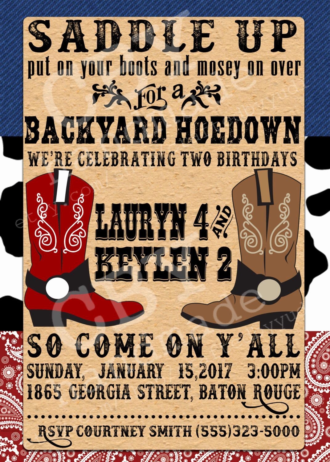 Western Party Invitation Templates Free