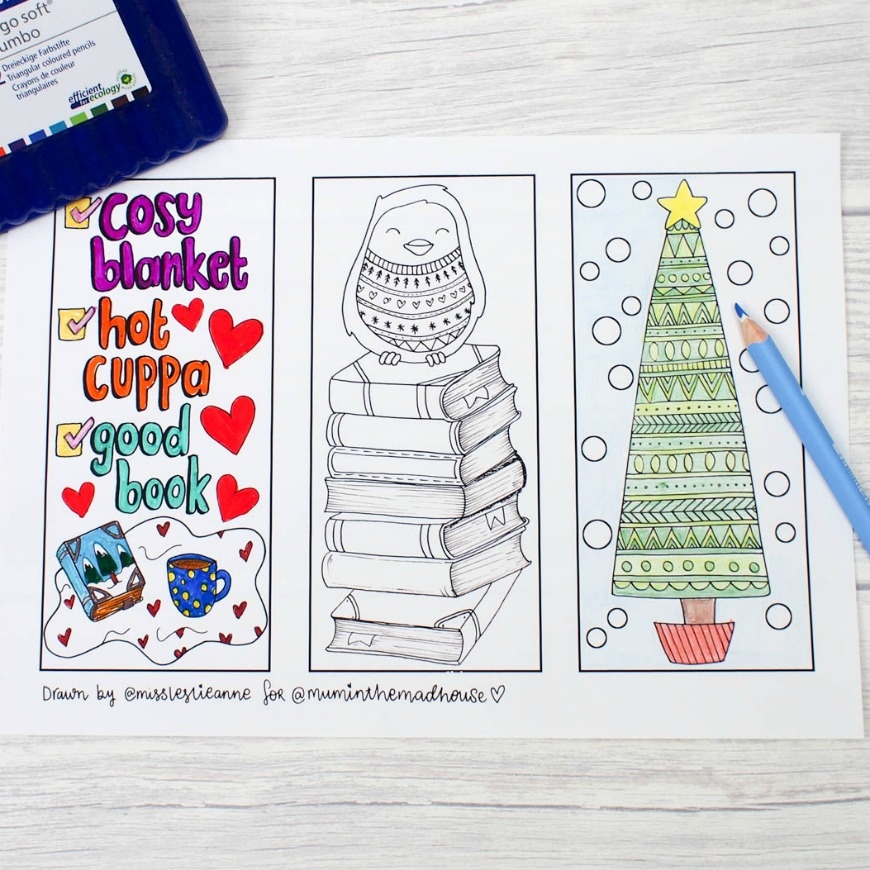 Winter Colouring Bookmarks Free Printable Designs