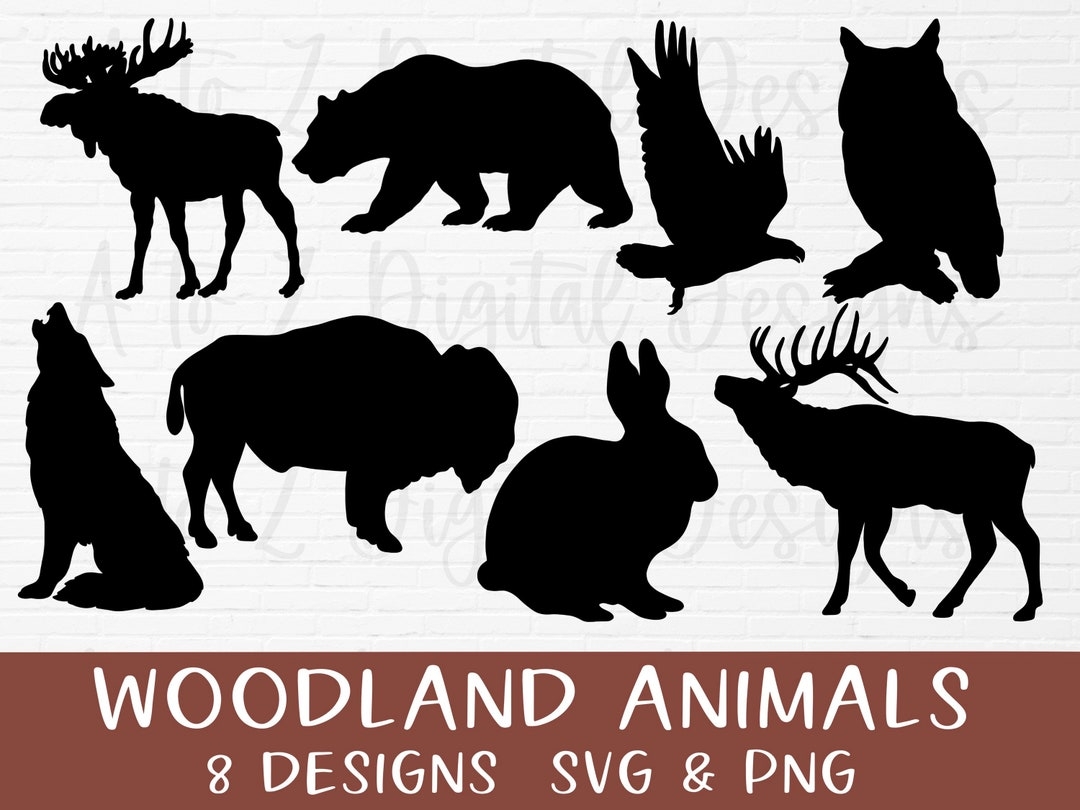 Woodland Animals Svg Forest Animals Svg Animal Silhouette Svg Deer Svg Moose Svg Buffalo Svg Bear Svg Wolf Svg Eagle Svg Etsy