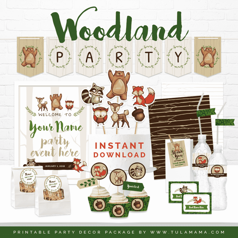 Woodland Theme Party Baby Shower Printables Tulamama