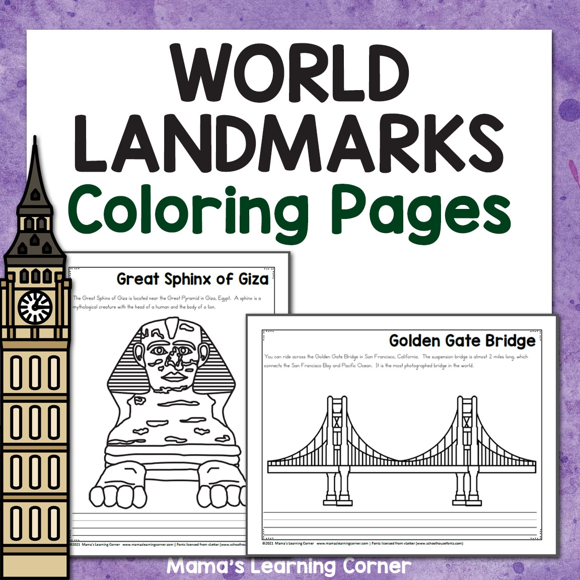 World Landmark Coloring Pages Mamas Learning Corner