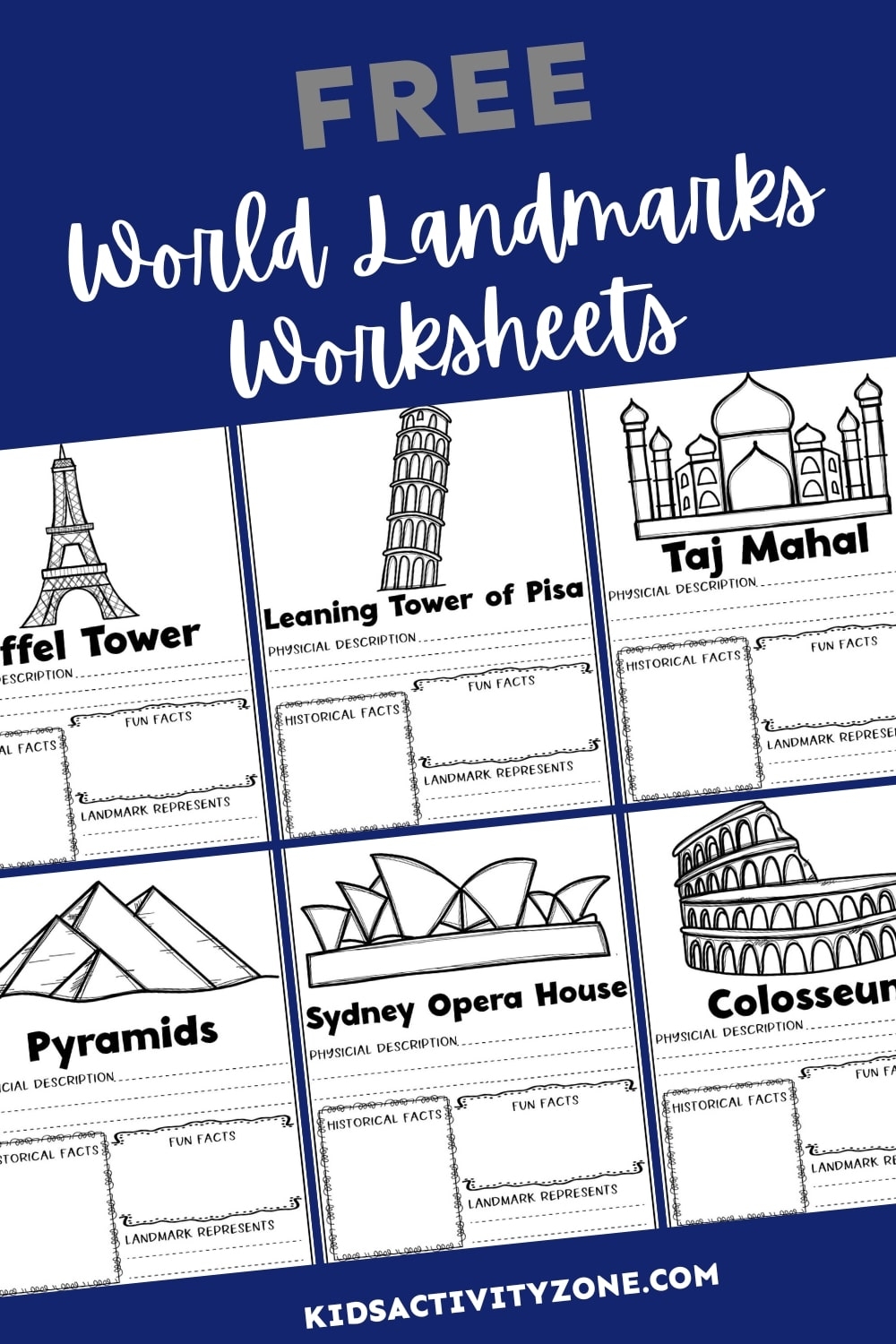 World Landmarks Worksheets Kids Activity Zone