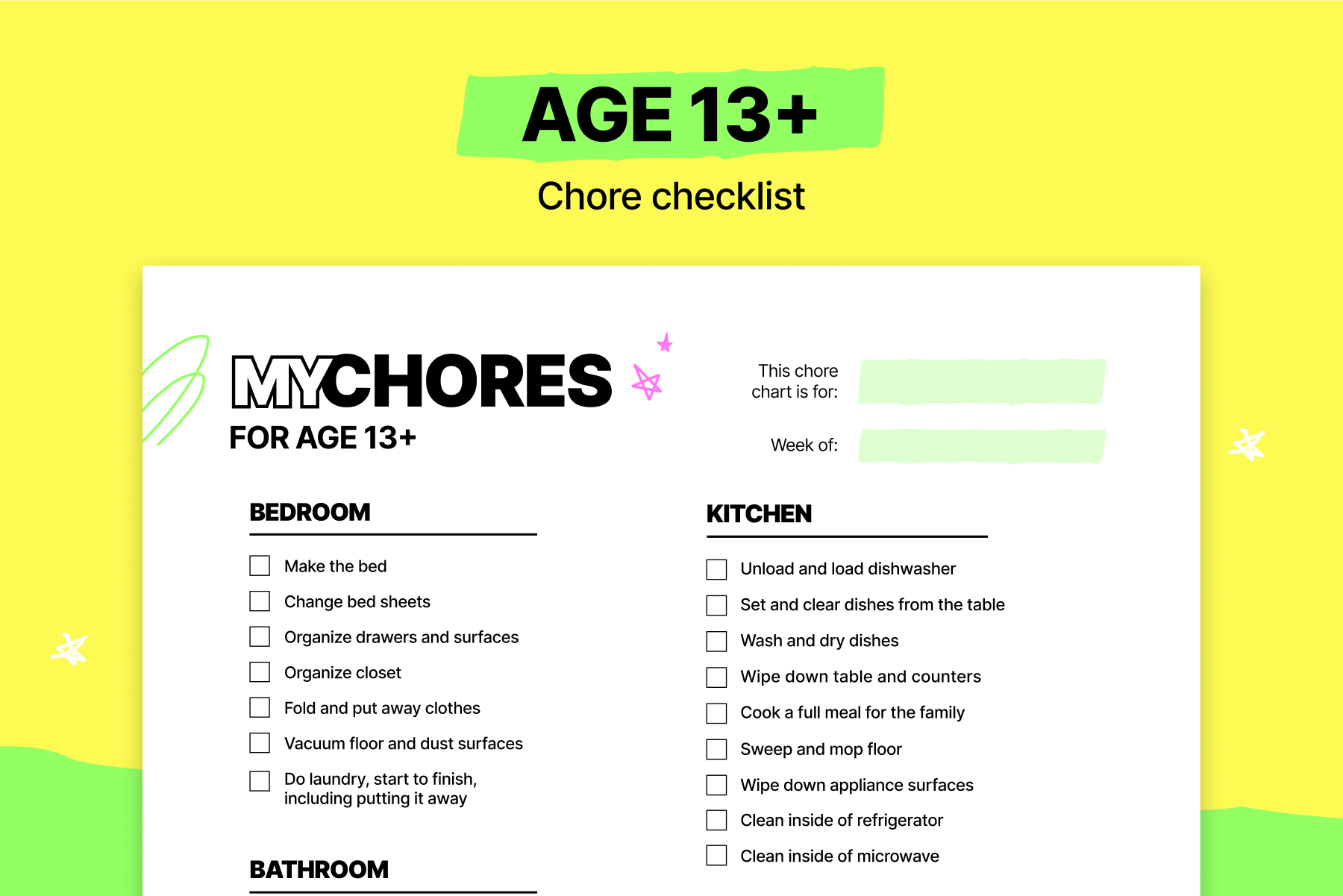 10 Free Printable Chore Charts For Kids 2024 Mydoh