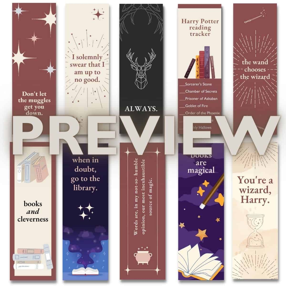 10 Free Printable Harry Potter Bookmarks PDF 