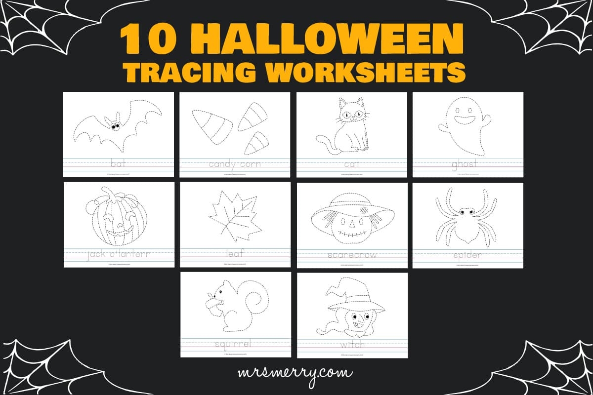 10 Halloween Tracing Worksheets Free Printables Mrs Merry