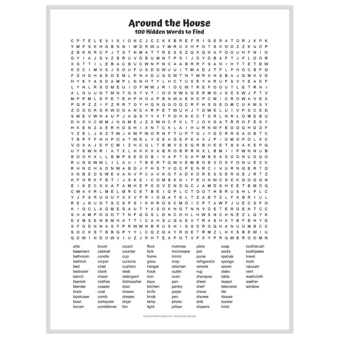 Free Printable Search A Word