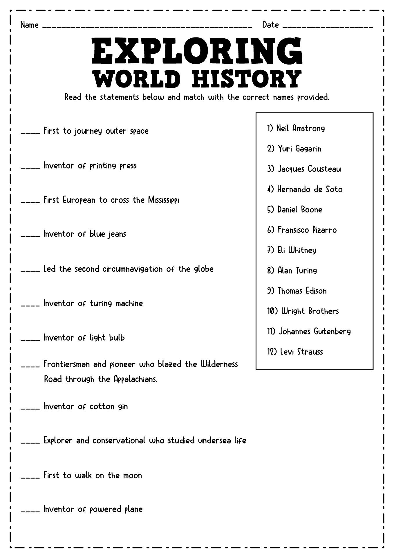 13 Free Printable History Worksheets Free PDF At Worksheeto