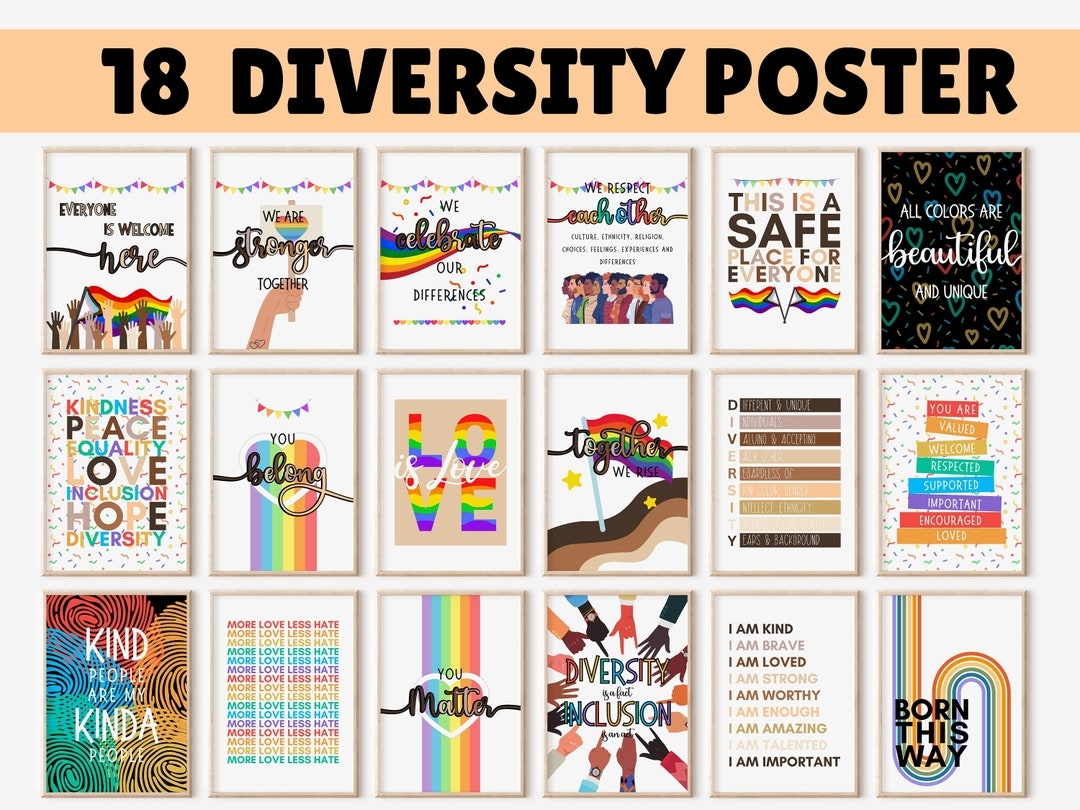 18 Diversity Poster Diversity And Inclusion LGBTQ Prints You Matter Inclusive Posters Counselor Office Decor Safe Space Sign Etsy